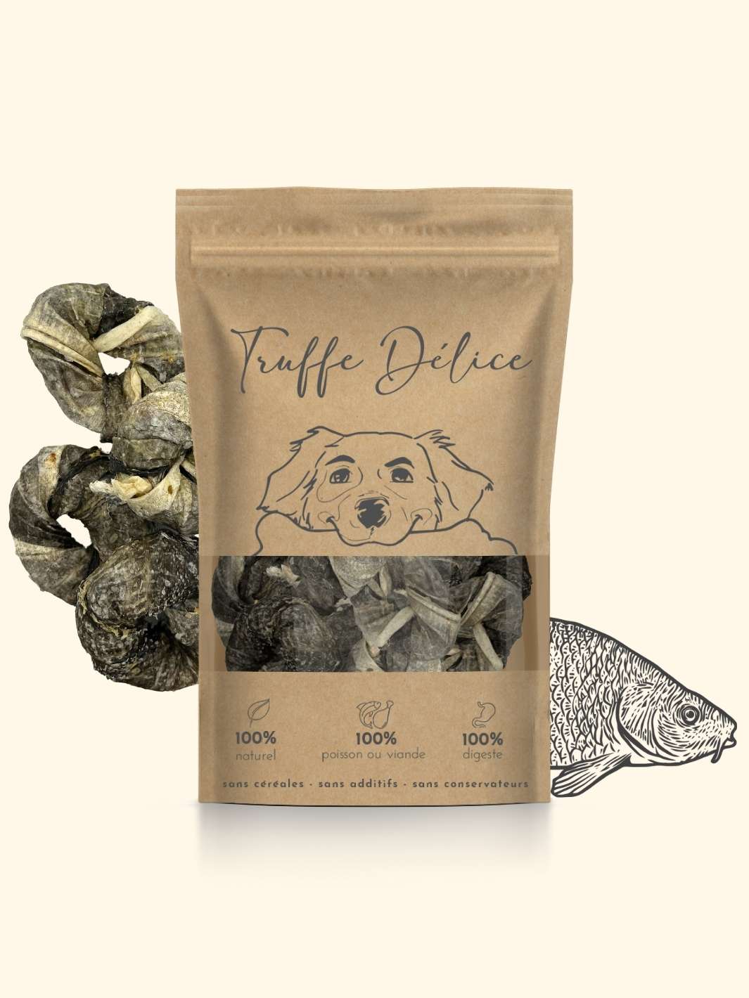Anneaux de peaux de morue - friandise_naturelle_pour_chien - TRUFFE DÉLICE