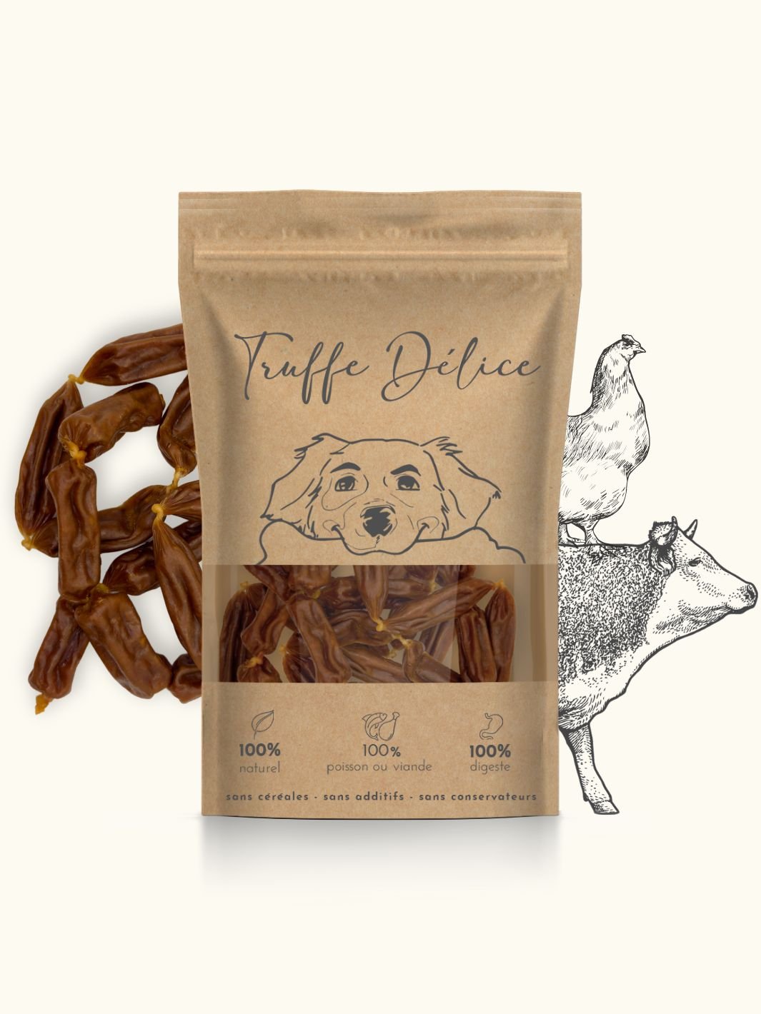 Saucisses bœuf & poulet - friandise_naturelle_pour_chien - TRUFFE DÉLICE