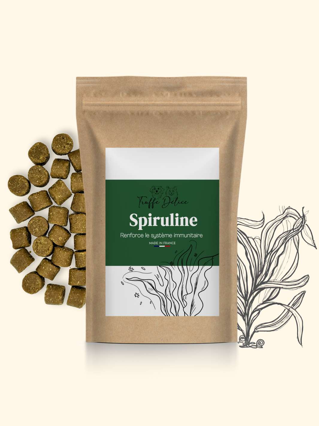 Spiruline chien - friandise_naturelle_pour_chien - TRUFFE DÉLICE