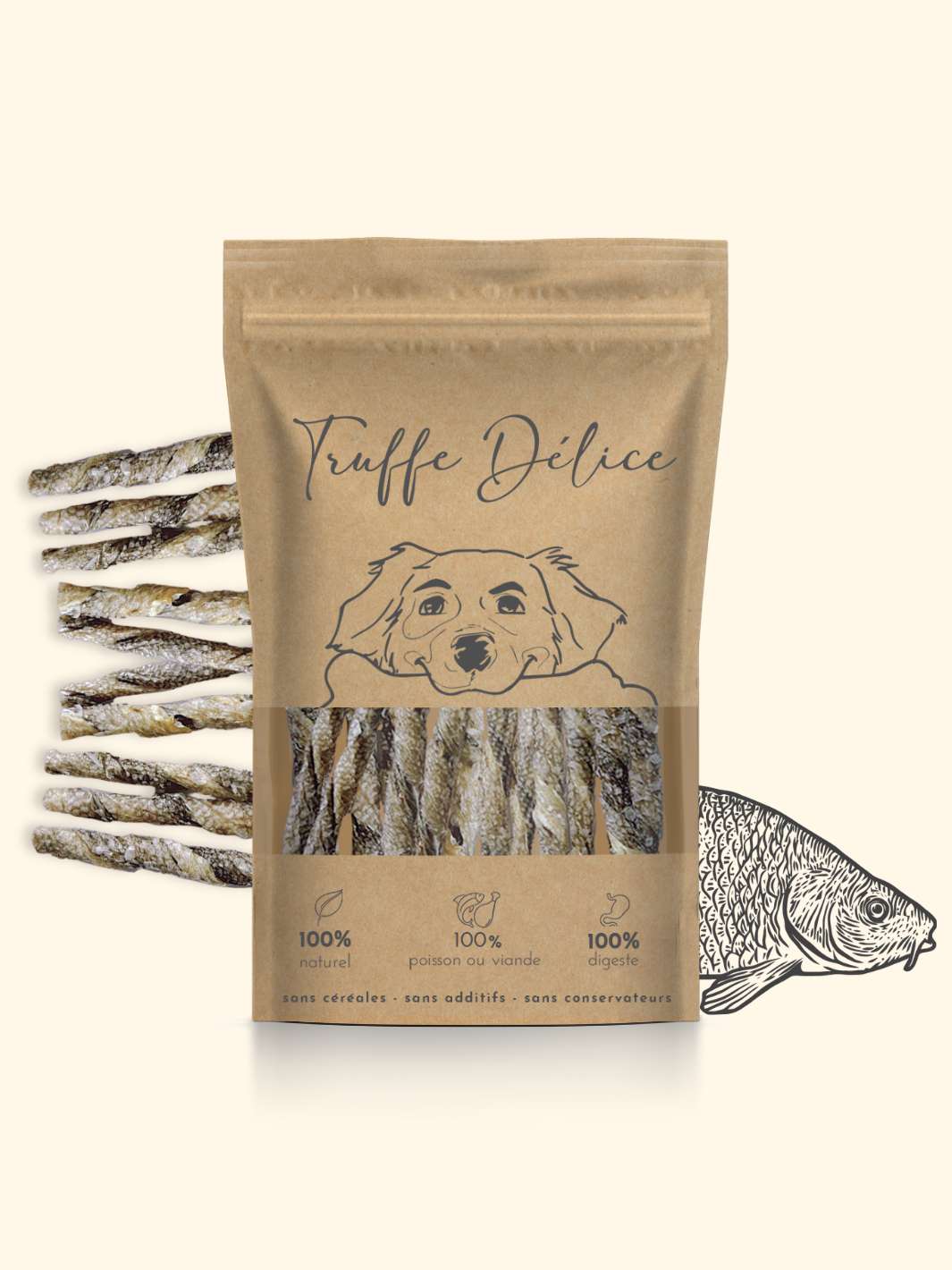 Twists de morue - friandise_naturelle_pour_chien - TRUFFE DÉLICE