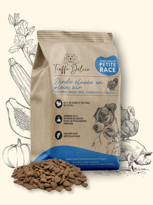 Croquettes petit chien adulte - Dinde & Cochon élevés en plein air