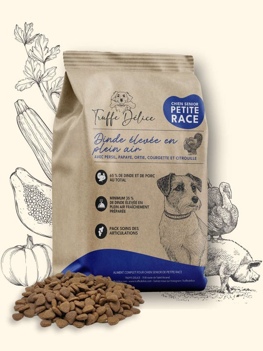 Croquettes petit chien senior - Dinde & Cochon élevés en plein air
