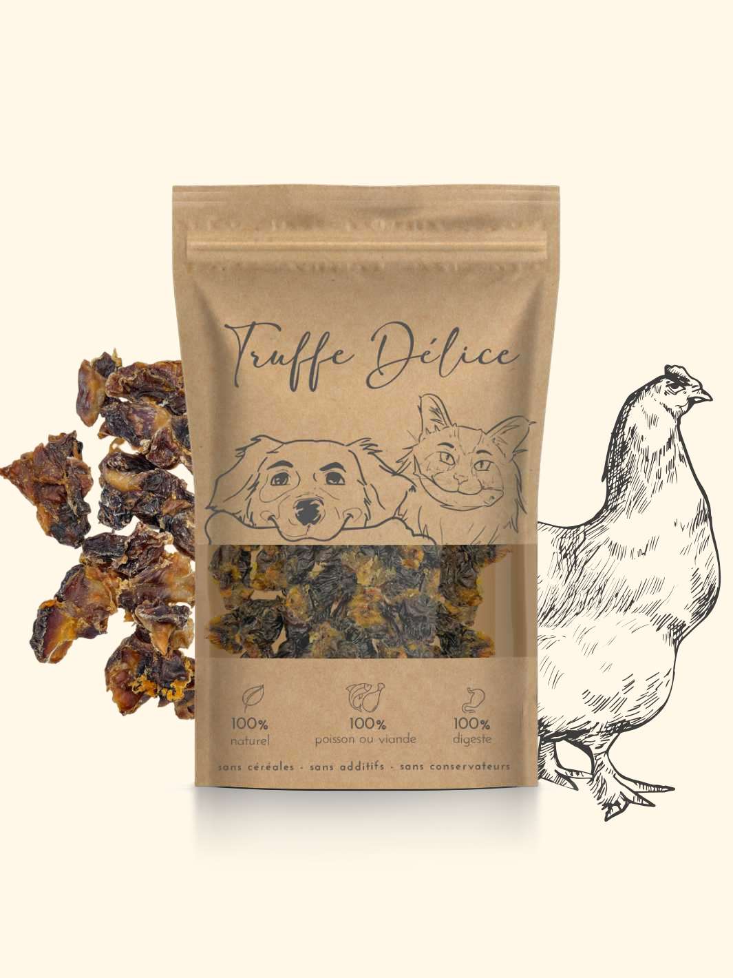 Cœurs de poulet - friandise_naturelle_pour_chien - TRUFFE DÉLICE