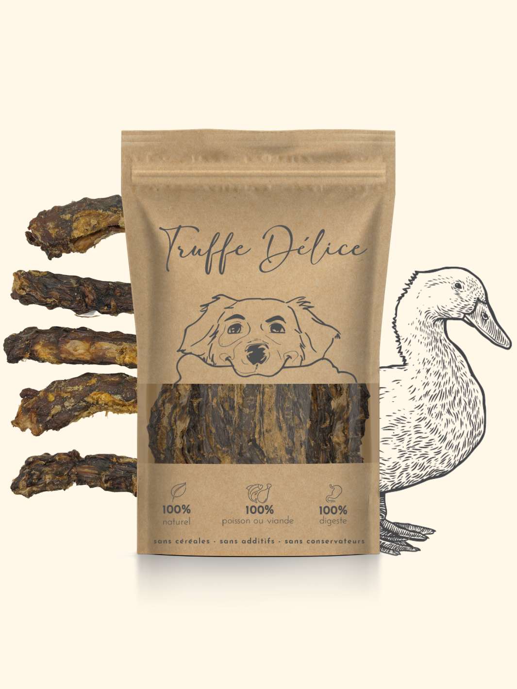 Cous de canard - friandise_naturelle_pour_chien - TRUFFE DÉLICE
