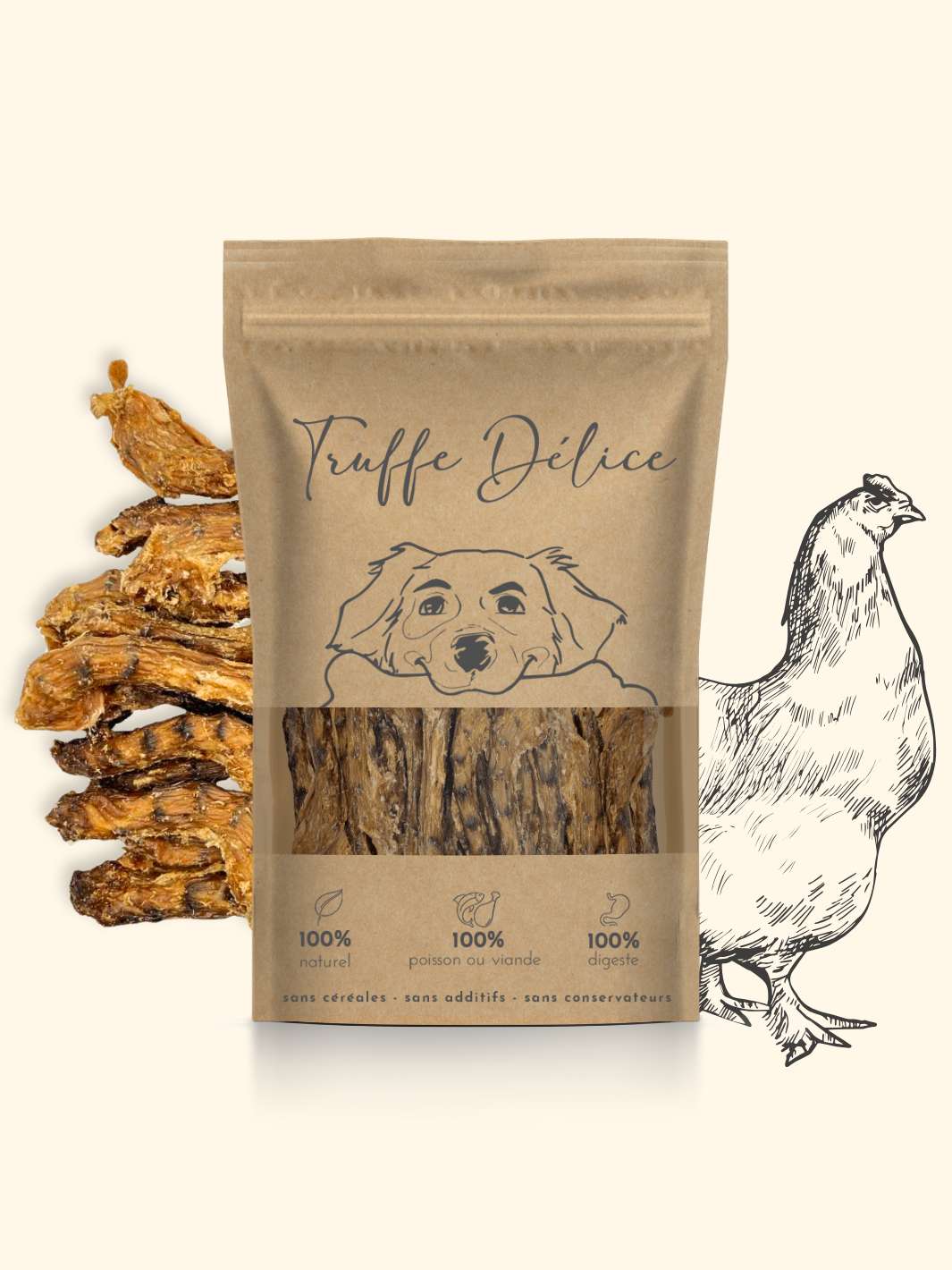 Cous de poulet - friandise_naturelle_pour_chien - TRUFFE DÉLICE