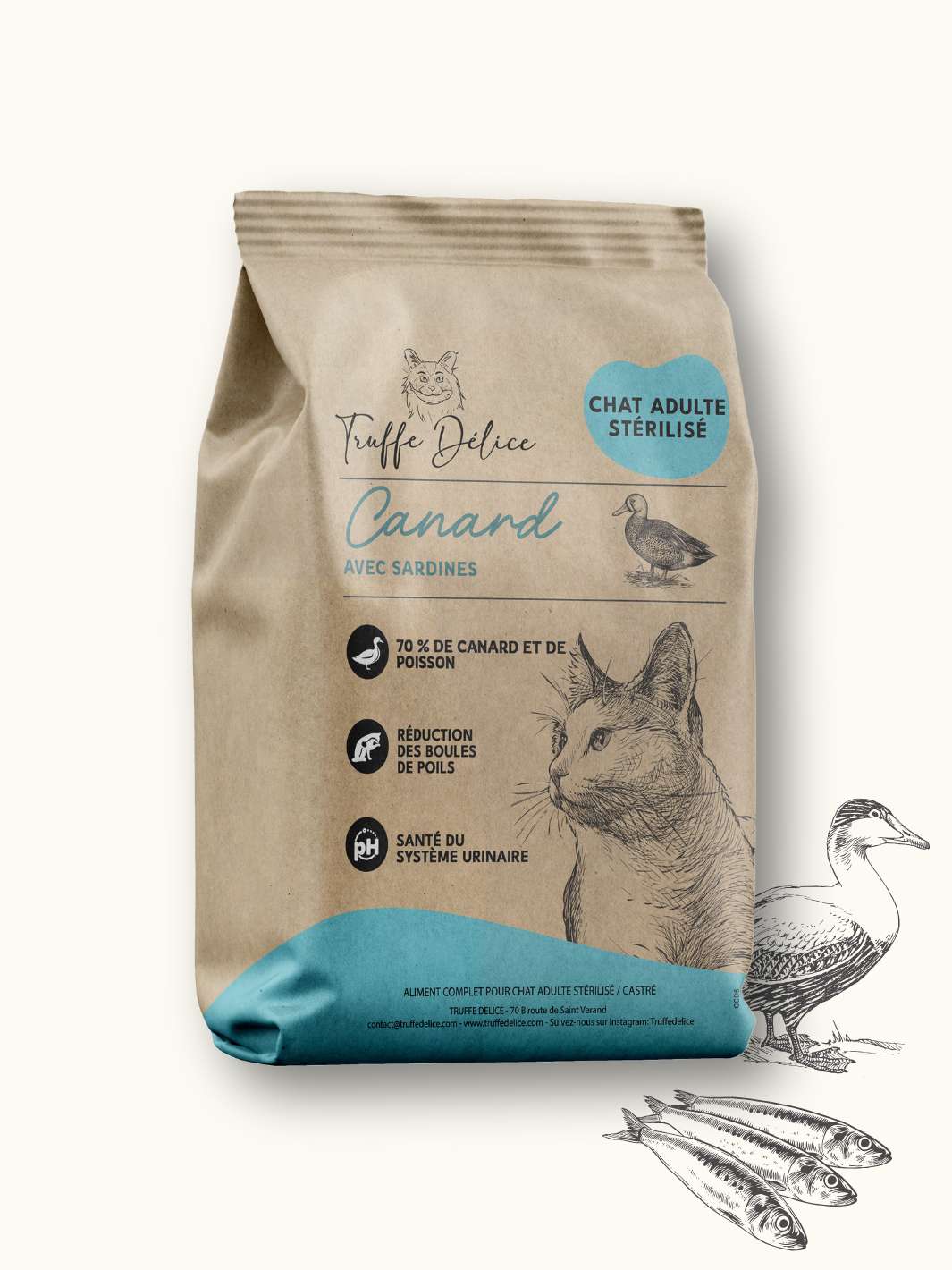 Croquettes Chat Adulte – Canard & Sardines - friandise_naturelle_pour_chien - TRUFFE DÉLICE