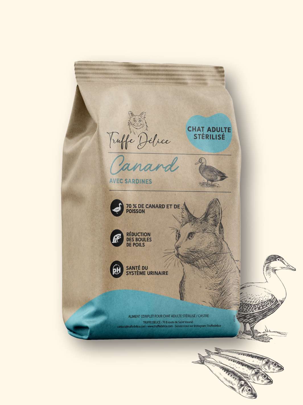 Croquettes Chat Adulte – Canard & Sardines - friandise_naturelle_pour_chien - TRUFFE DÉLICE