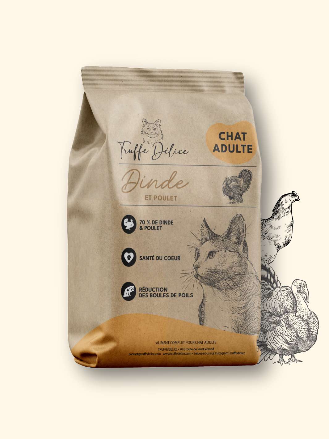 Croquettes Chat Adulte – Dinde & Poulet - friandise_naturelle_pour_chien - TRUFFE DÉLICE