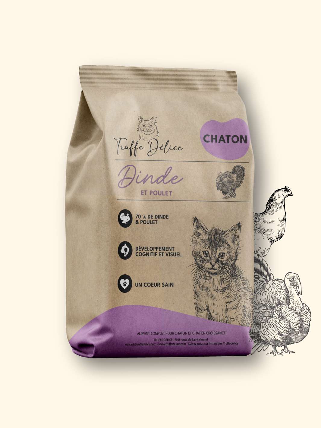 Croquettes chaton - Dinde et poulet - friandise_naturelle_pour_chien - TRUFFE DÉLICE