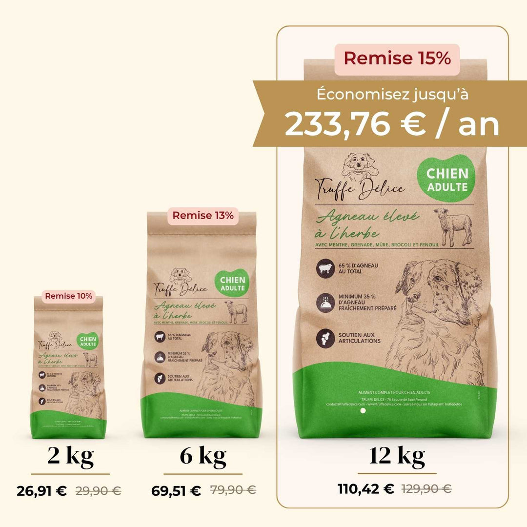 Croquettes chien adulte - Agneau élevé à l'herbe - friandise_naturelle_pour_chien - TRUFFE DÉLICE