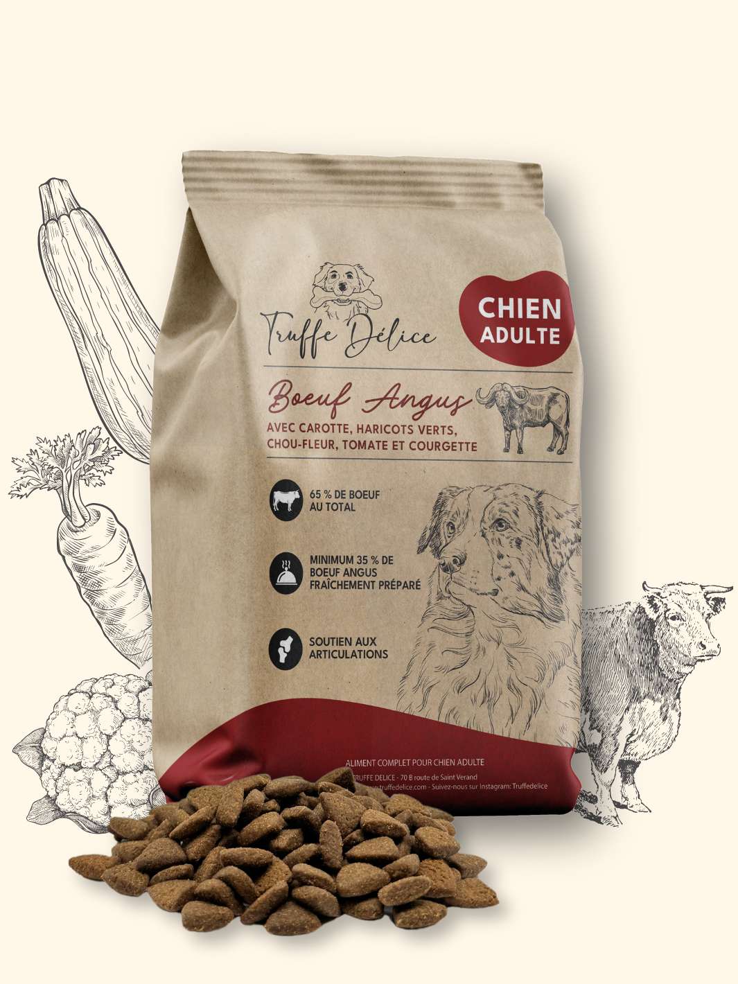Croquettes chien adulte - Bœuf Angus - friandise_naturelle_pour_chien - TRUFFE DÉLICE