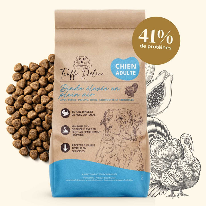 Croquettes chien adulte - Dinde élevés en plein air - friandise_naturelle_pour_chien - TRUFFE DÉLICE