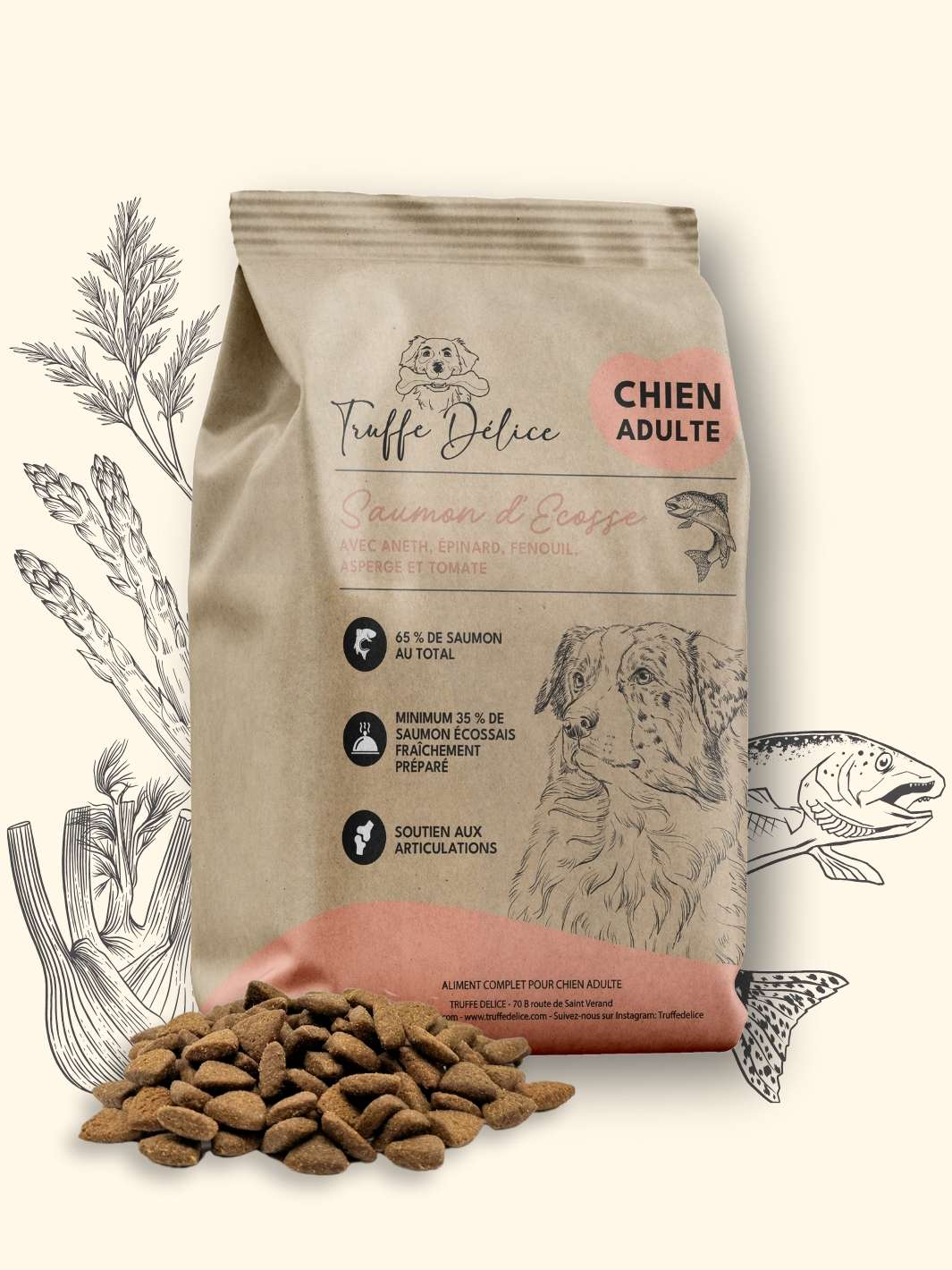 Croquettes chien adulte - Saumon d'Écosse - friandise_naturelle_pour_chien - TRUFFE DÉLICE