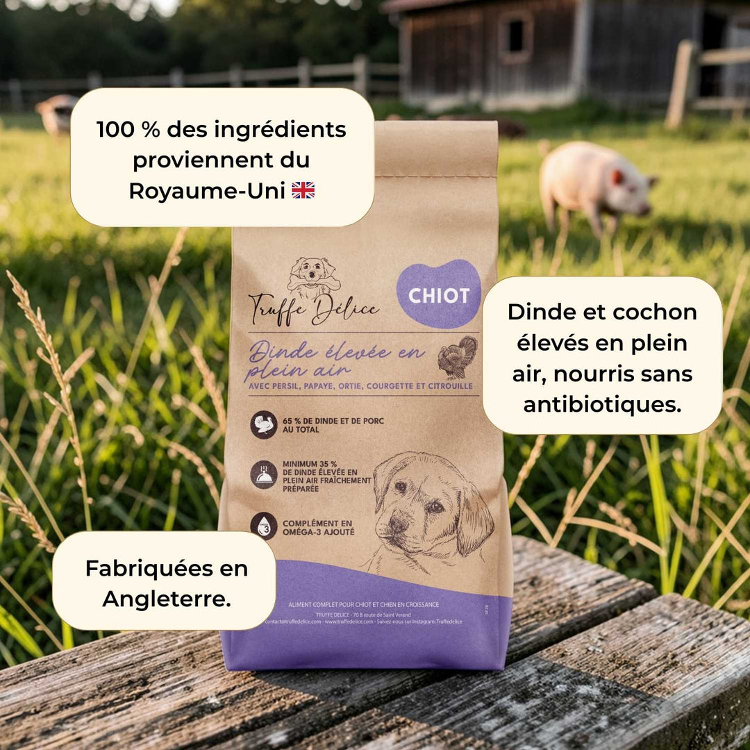 Croquettes chiot - Dinde & Cochon élevés en plein air - friandise_naturelle_pour_chien - TRUFFE DÉLICE