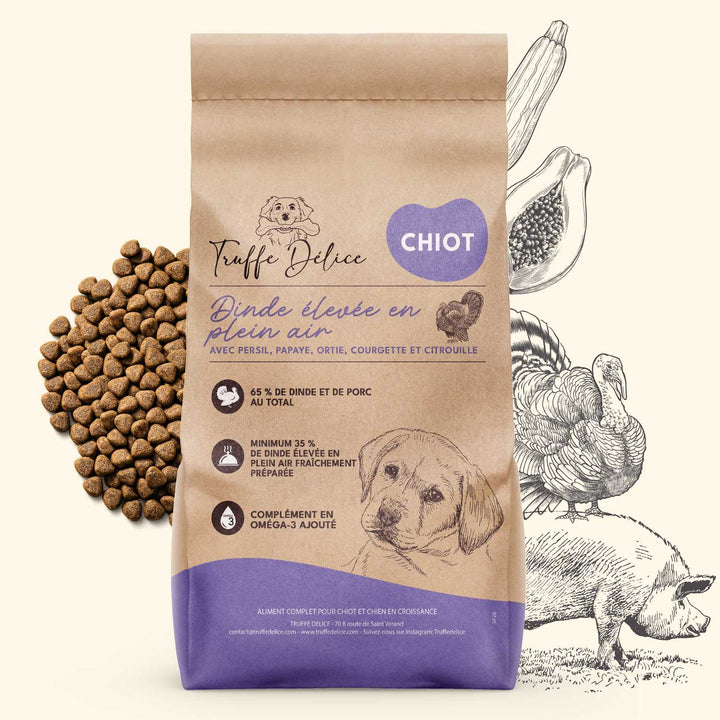 Croquettes chiot - Dinde & Cochon élevés en plein air - friandise_naturelle_pour_chien - TRUFFE DÉLICE