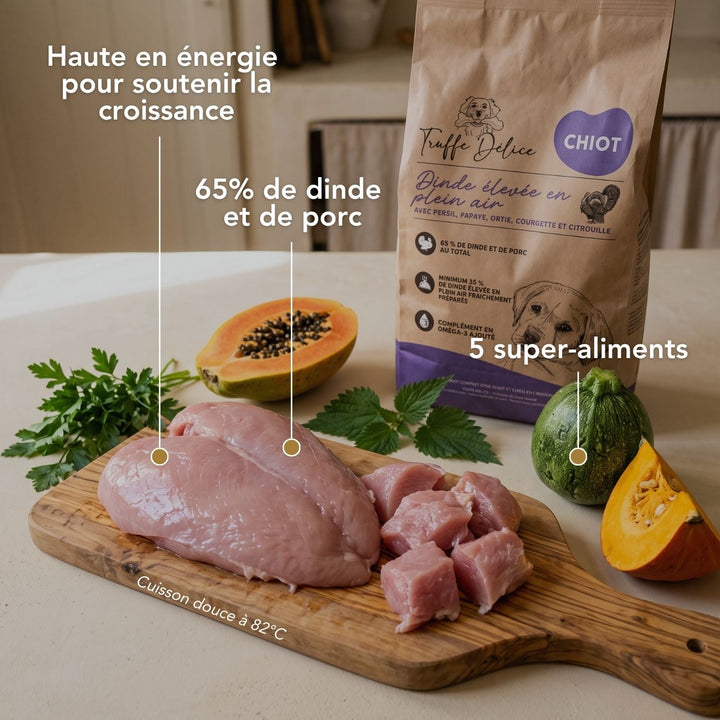 Croquettes chiot - Dinde élevés en plein air - friandise_naturelle_pour_chien - TRUFFE DÉLICE
