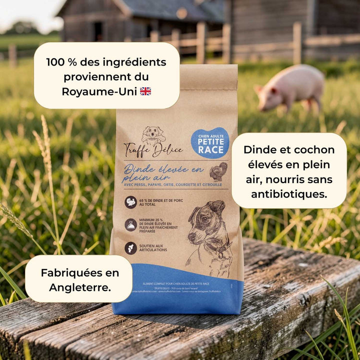 Croquettes petit chien adulte - Dinde & Cochon élevés en plein air - friandise_naturelle_pour_chien - TRUFFE DÉLICE