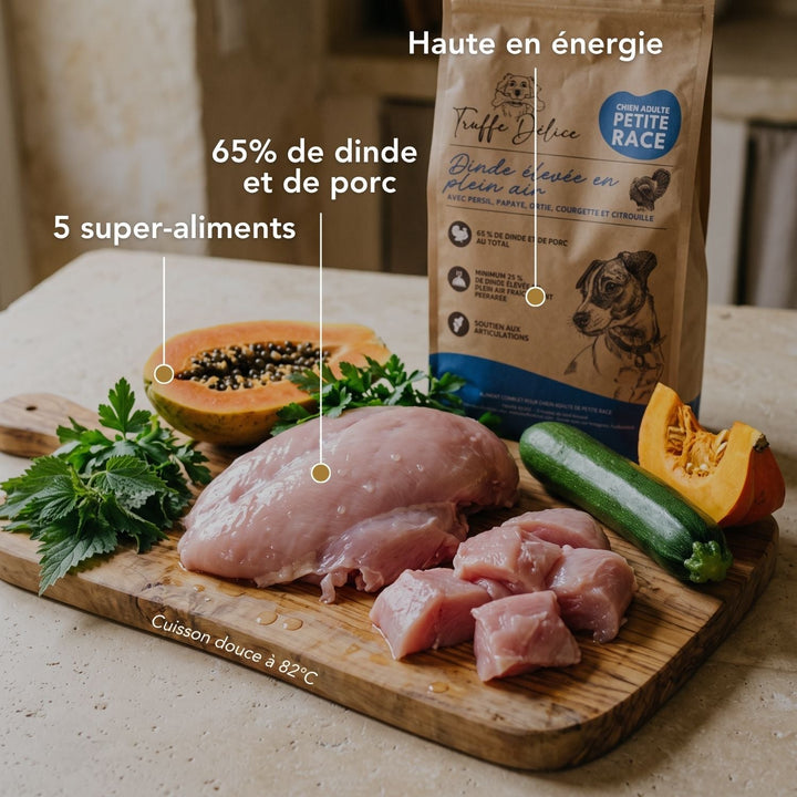 Croquettes petit chien adulte - Dinde élevés en plein air - friandise_naturelle_pour_chien - TRUFFE DÉLICE