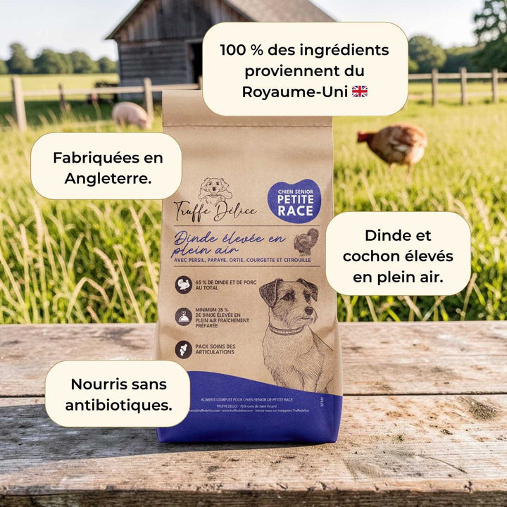Croquettes petit chien senior - Dinde & Cochon élevés en plein air - friandise_naturelle_pour_chien - TRUFFE DÉLICE