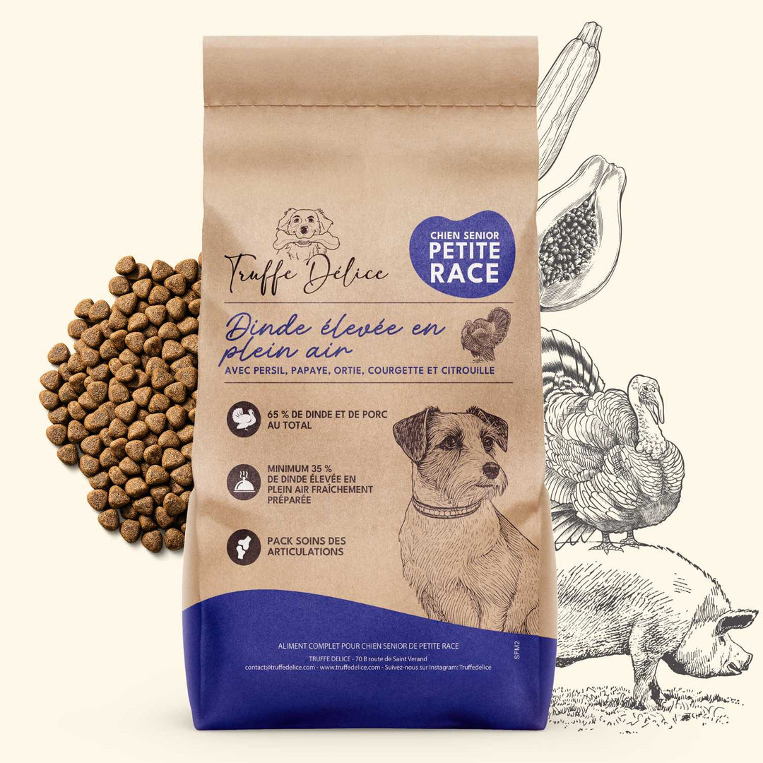 Croquettes petit chien senior - Dinde & Cochon élevés en plein air - friandise_naturelle_pour_chien - TRUFFE DÉLICE