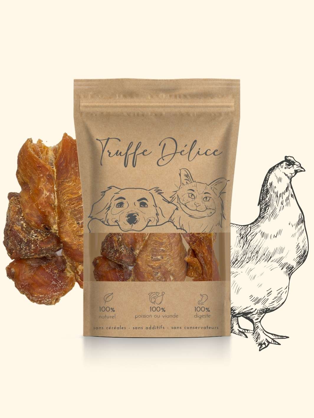 Filets de poulet - friandise_naturelle_pour_chien - TRUFFE DÉLICE