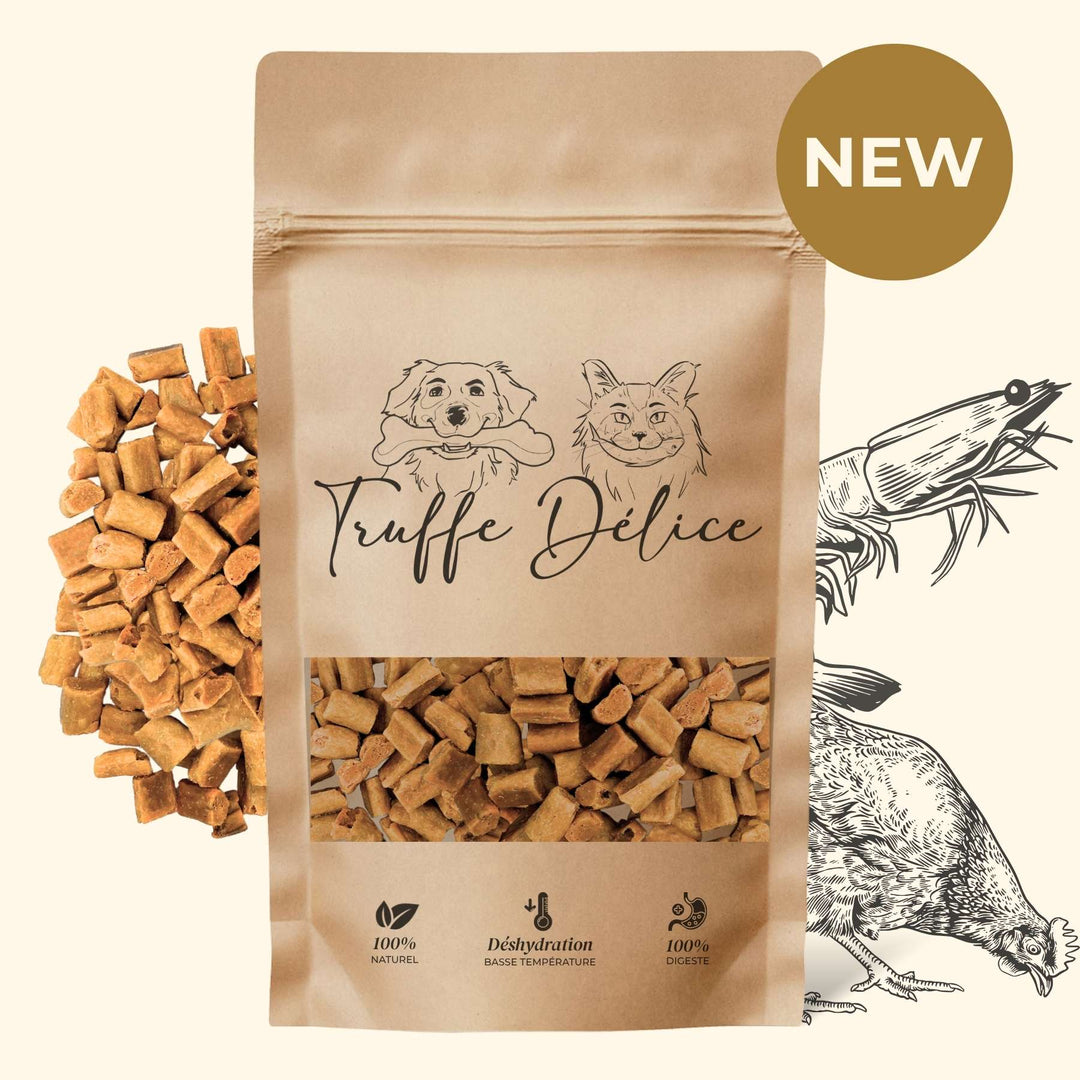 Friandises crevette et poulet - friandise_naturelle_pour_chien - TRUFFE DÉLICE