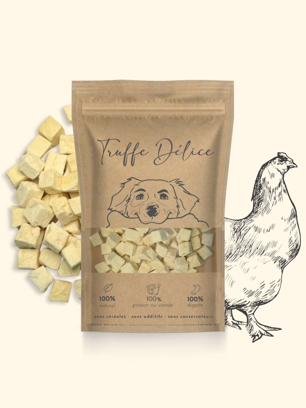 Friandises poulet lyophilisés - friandise_naturelle_pour_chien - TRUFFE DÉLICE