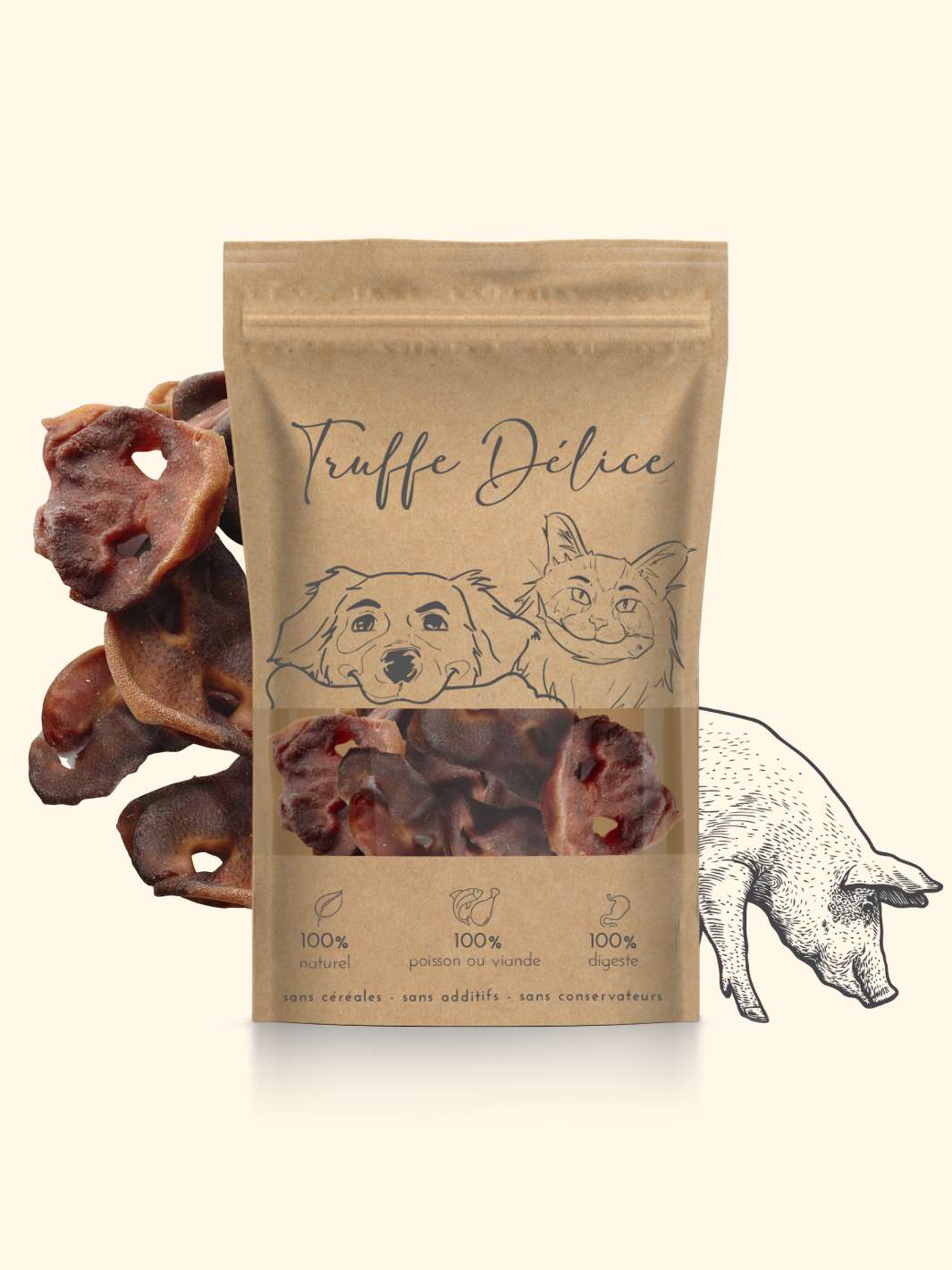 Groin de cochon - friandise_naturelle_pour_chien - TRUFFE DÉLICE