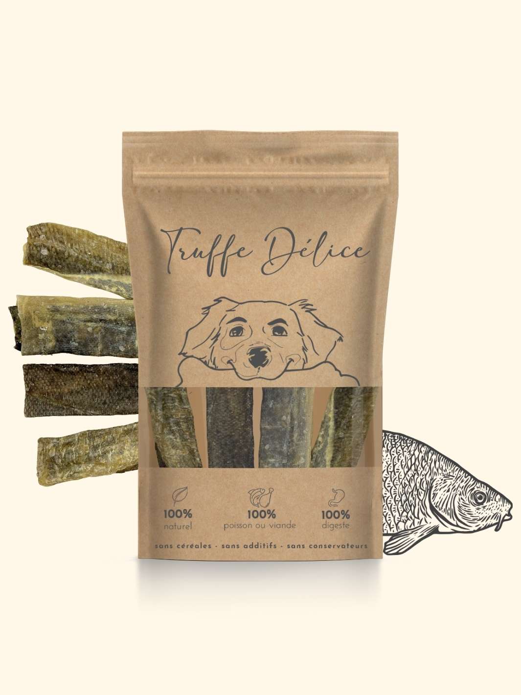 Lamelles de peaux de morue - friandise_naturelle_pour_chien - TRUFFE DÉLICE