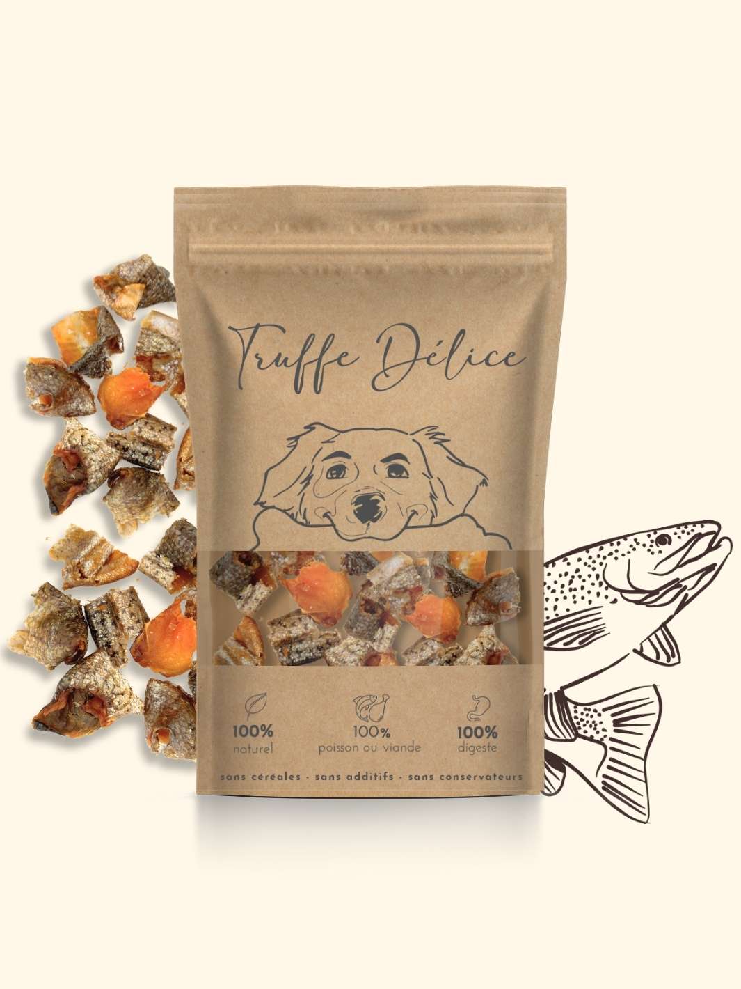 Morceaux de truite à la chair fondante - friandise_naturelle_pour_chien - TRUFFE DÉLICE