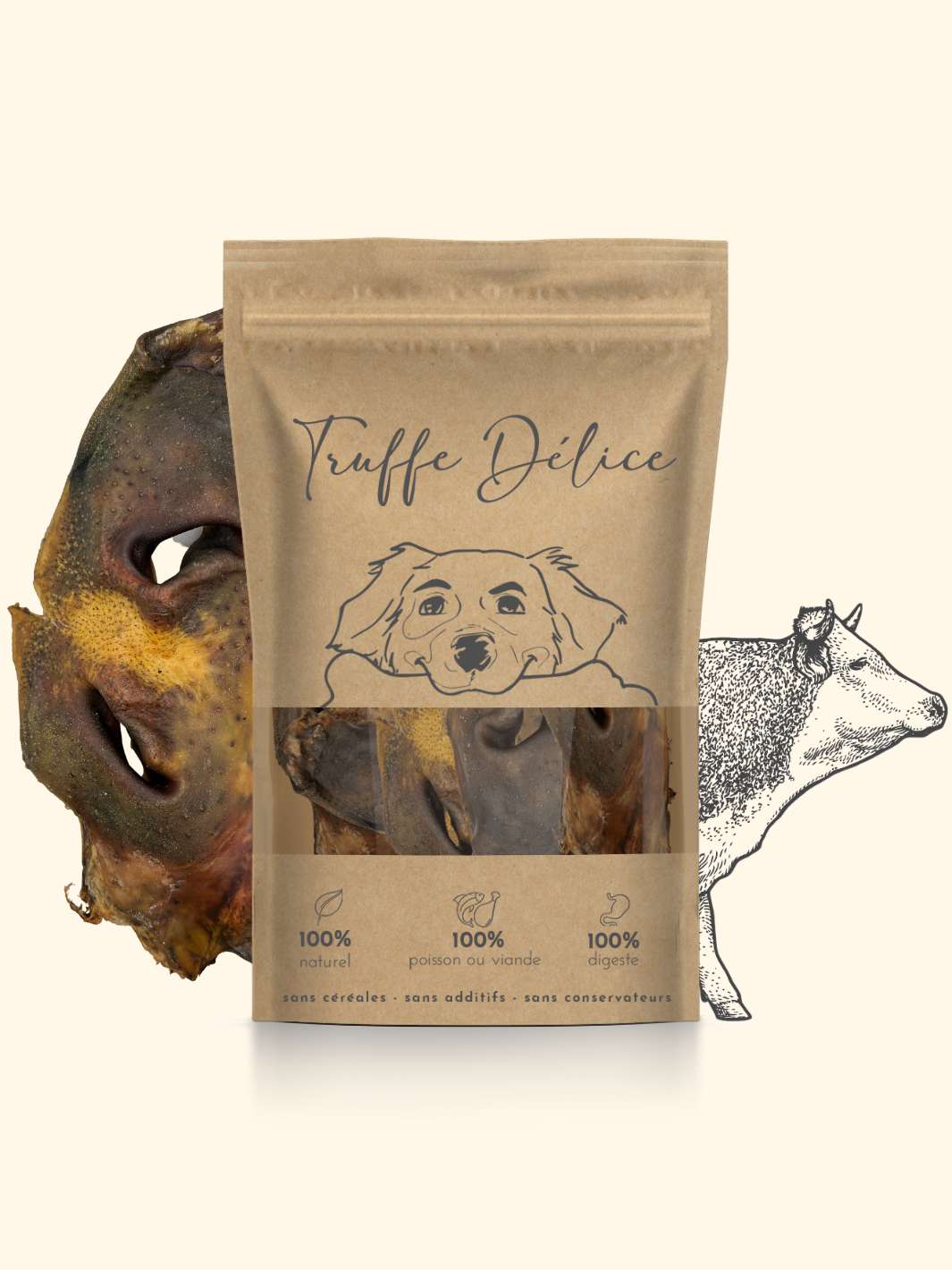 Museaux de bœuf - friandise_naturelle_pour_chien - TRUFFE DÉLICE
