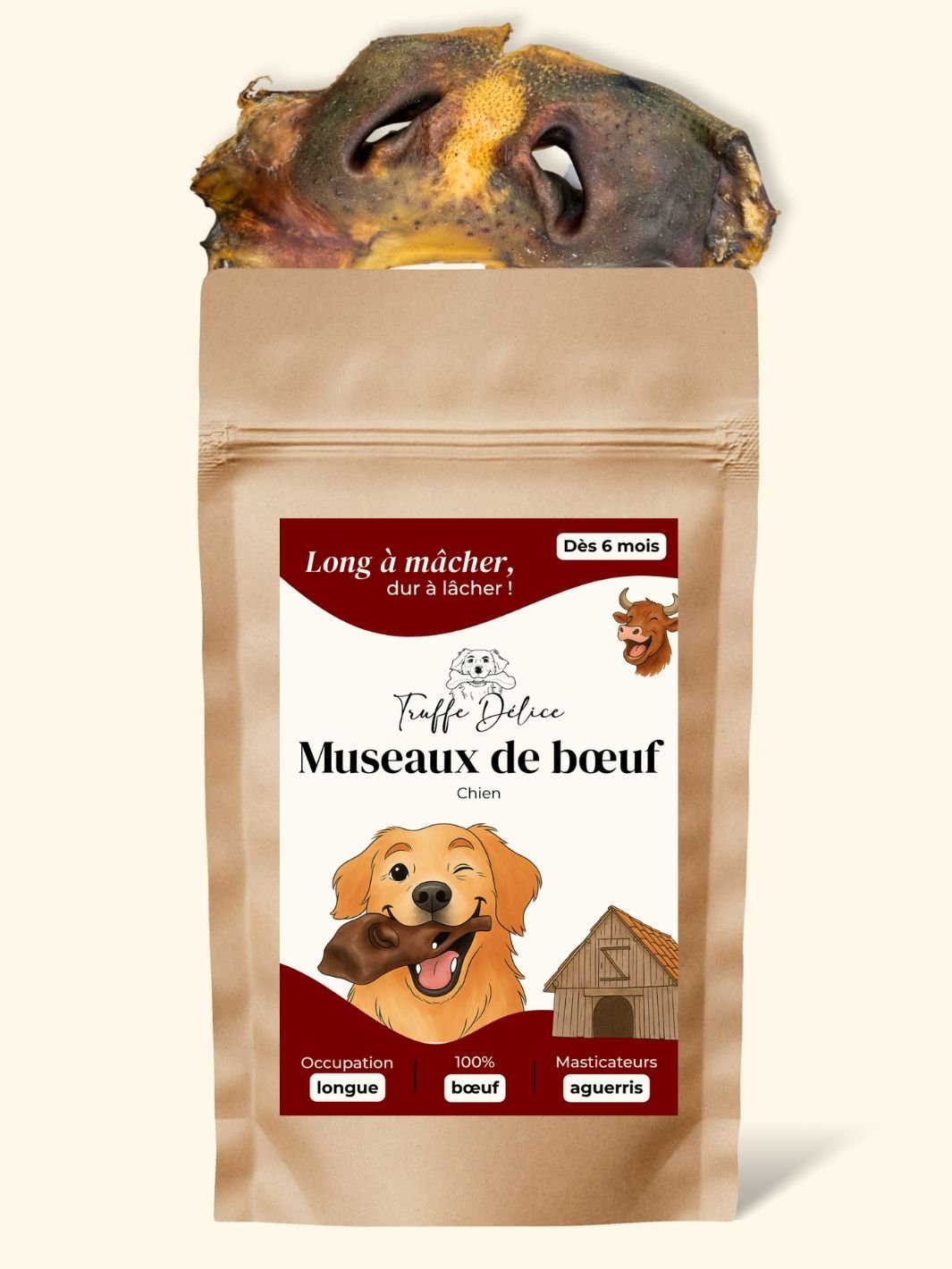 Museaux de bœuf - friandise_naturelle_pour_chien - TRUFFE DÉLICE