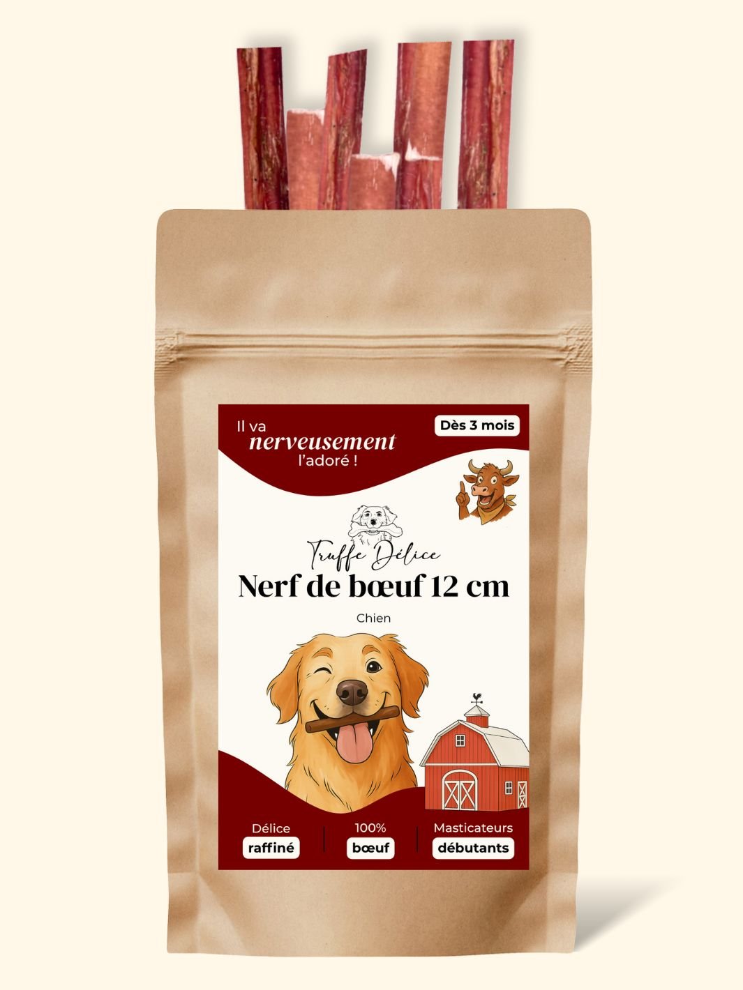 Nerfs de boeuf - friandise_naturelle_pour_chien - TRUFFE DÉLICE
