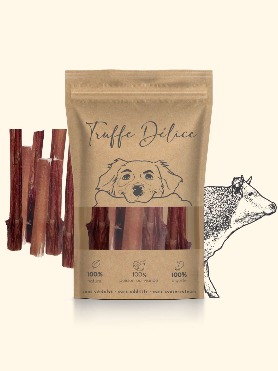 Nerfs de boeuf - friandise_naturelle_pour_chien - TRUFFE DÉLICE