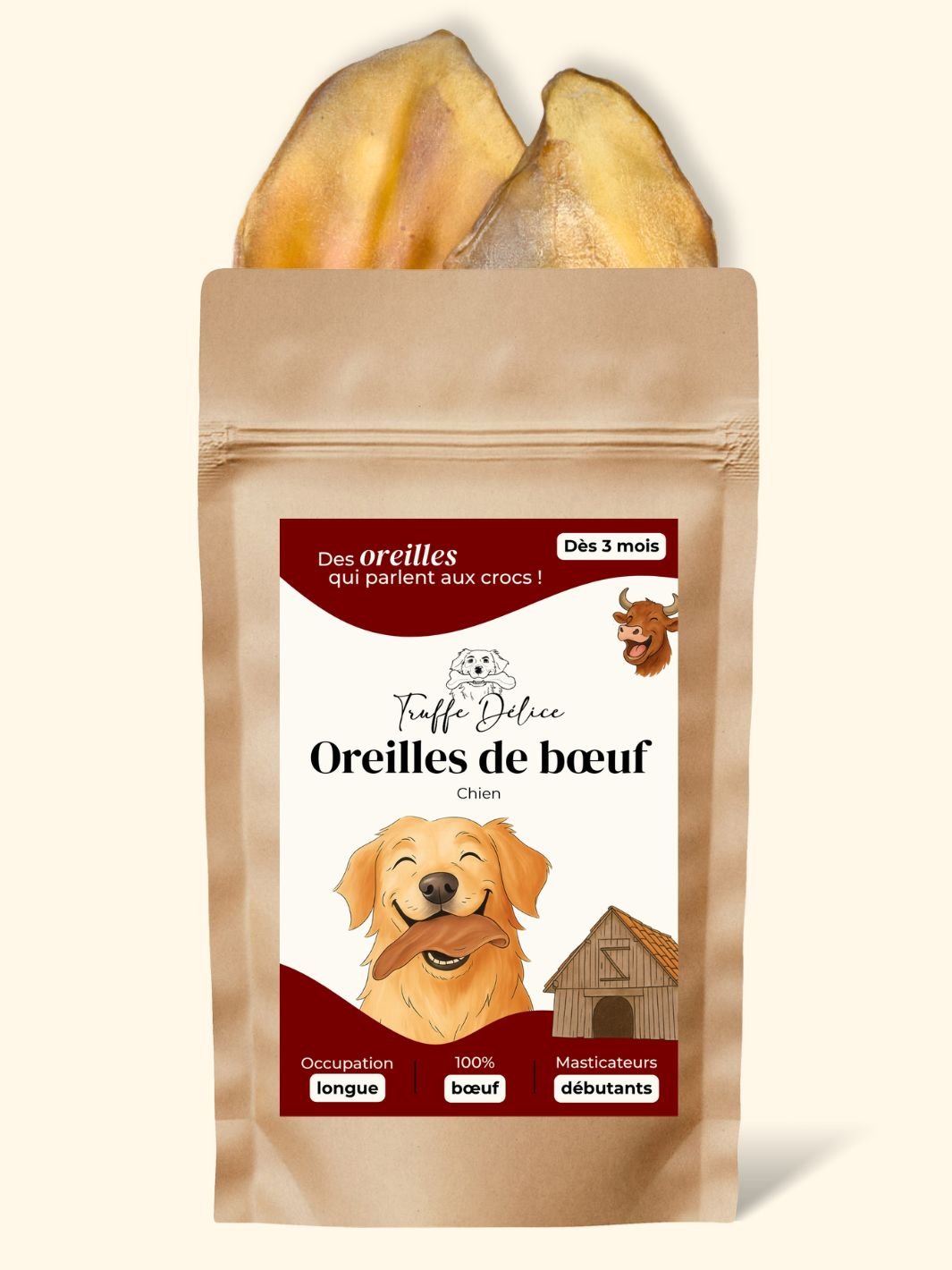 Oreilles de bœuf - friandise_naturelle_pour_chien - TRUFFE DÉLICE