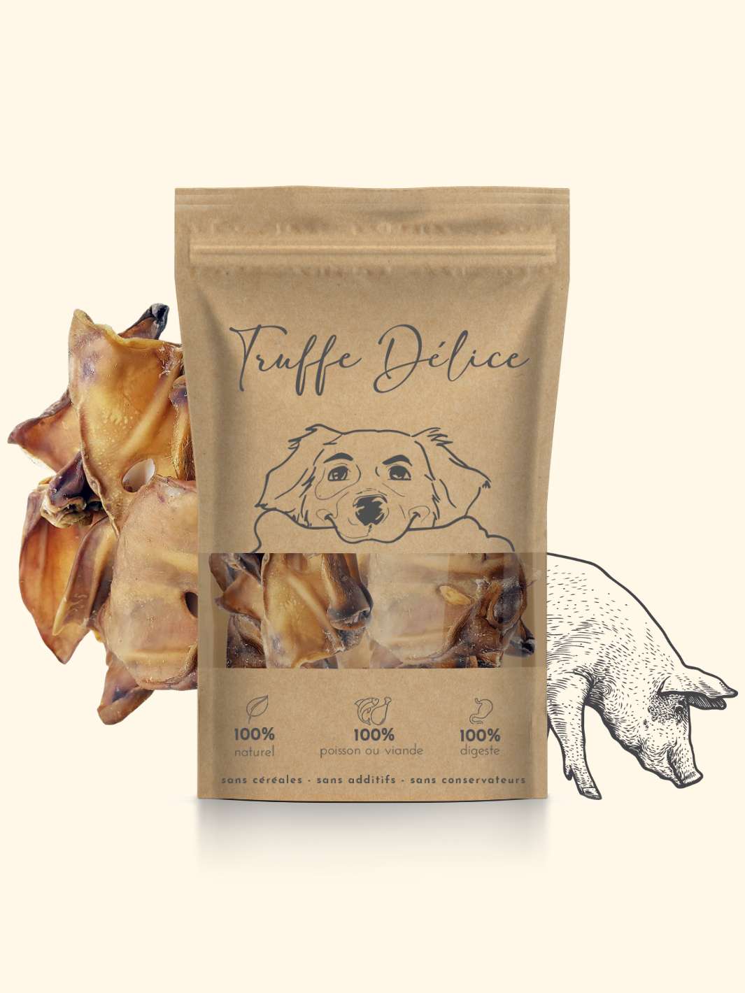 Oreilles de cochon - friandise_naturelle_pour_chien - TRUFFE DÉLICE
