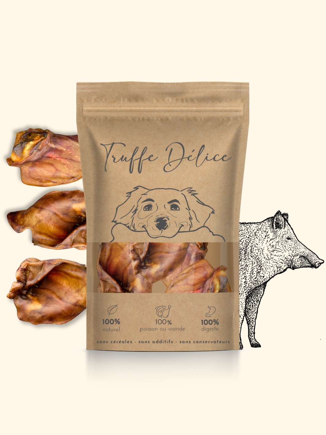 Oreilles de sanglier - friandise_naturelle_pour_chien - TRUFFE DÉLICE