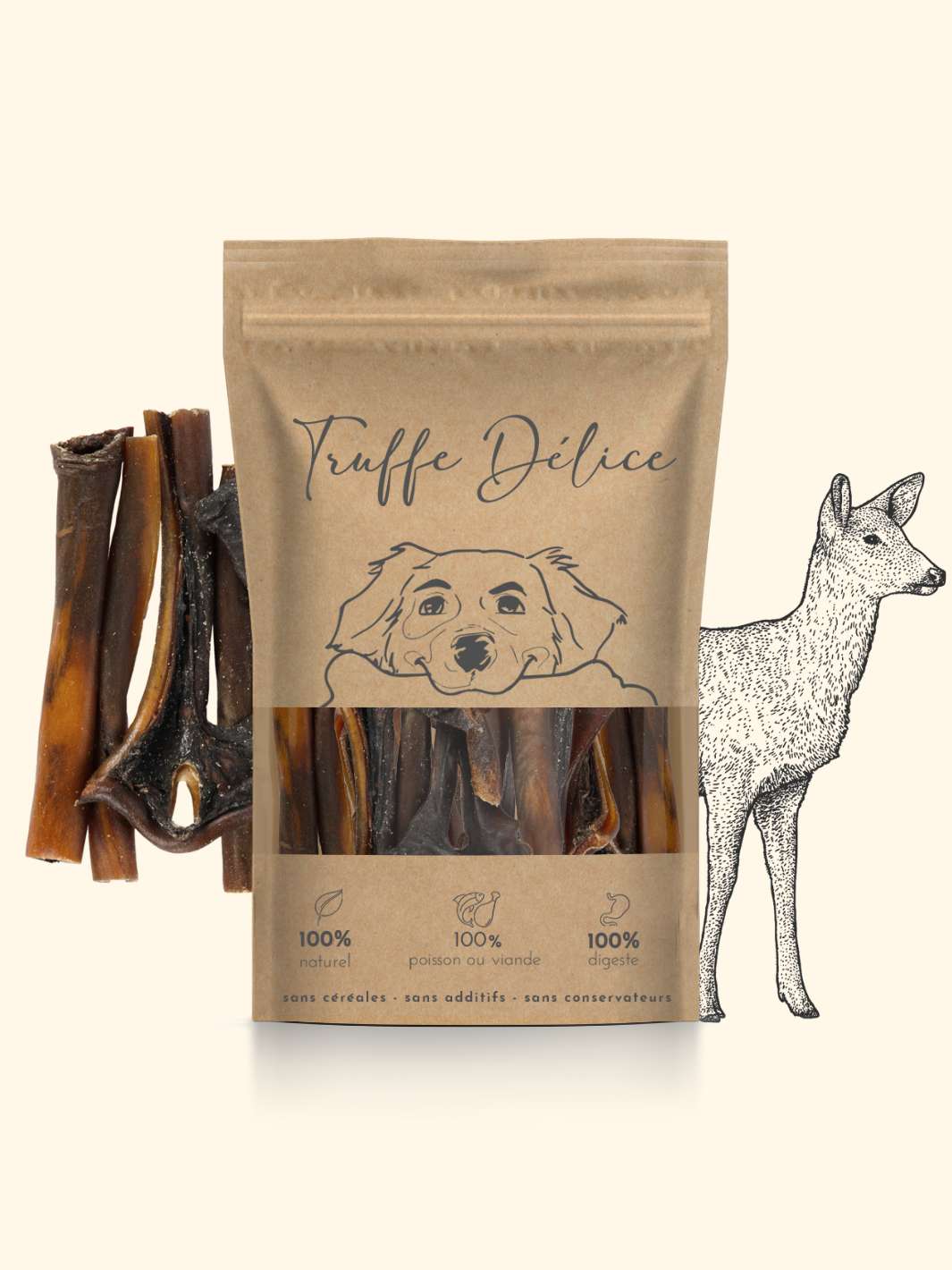 Peaux de biche - friandise_naturelle_pour_chien - TRUFFE DÉLICE