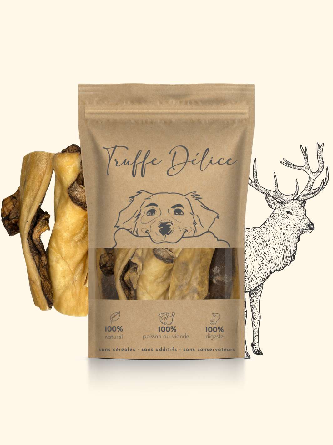 Peaux de cerf - friandise_naturelle_pour_chien - TRUFFE DÉLICE