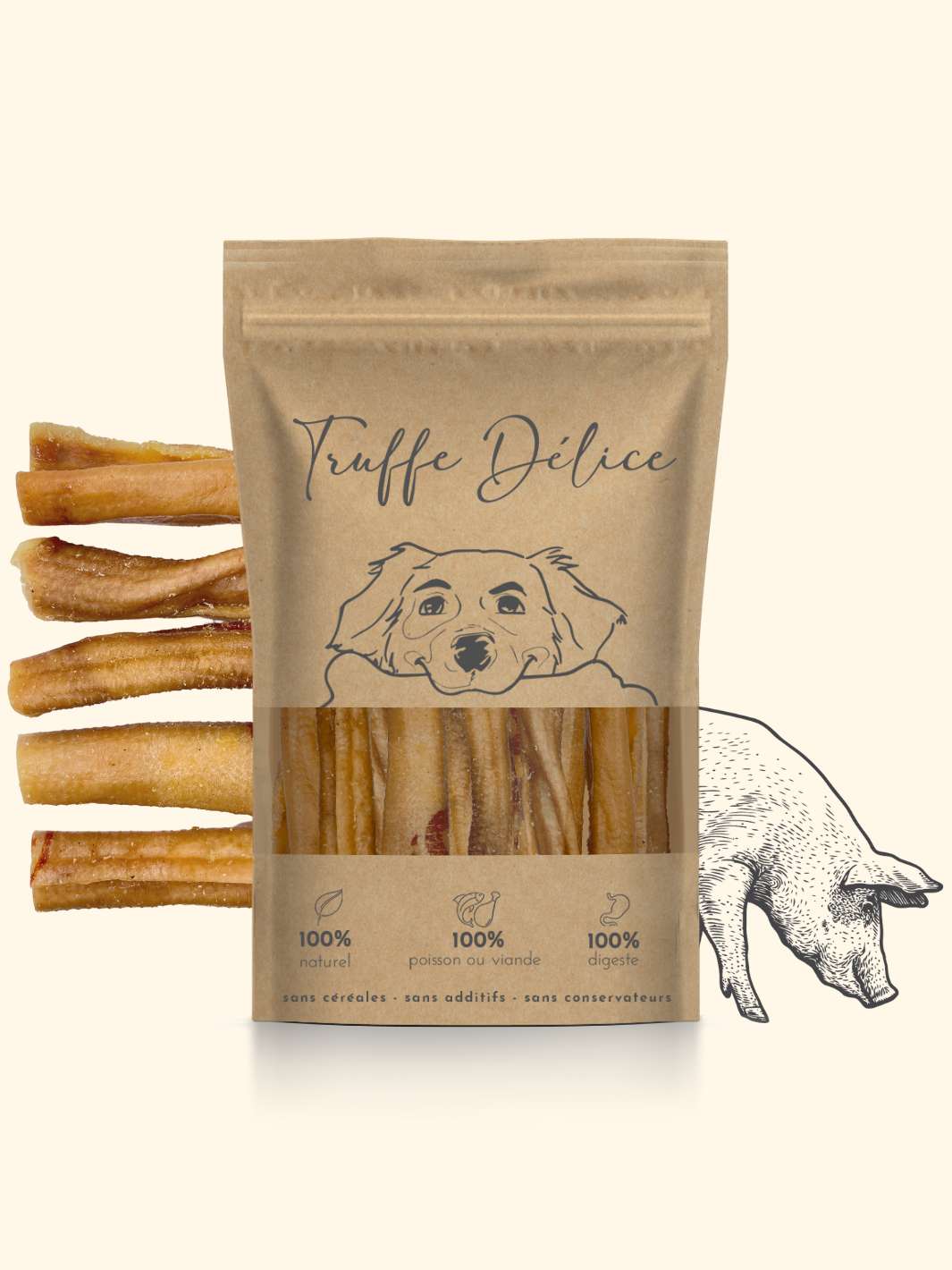 Peaux de porc - friandise_naturelle_pour_chien - TRUFFE DÉLICE