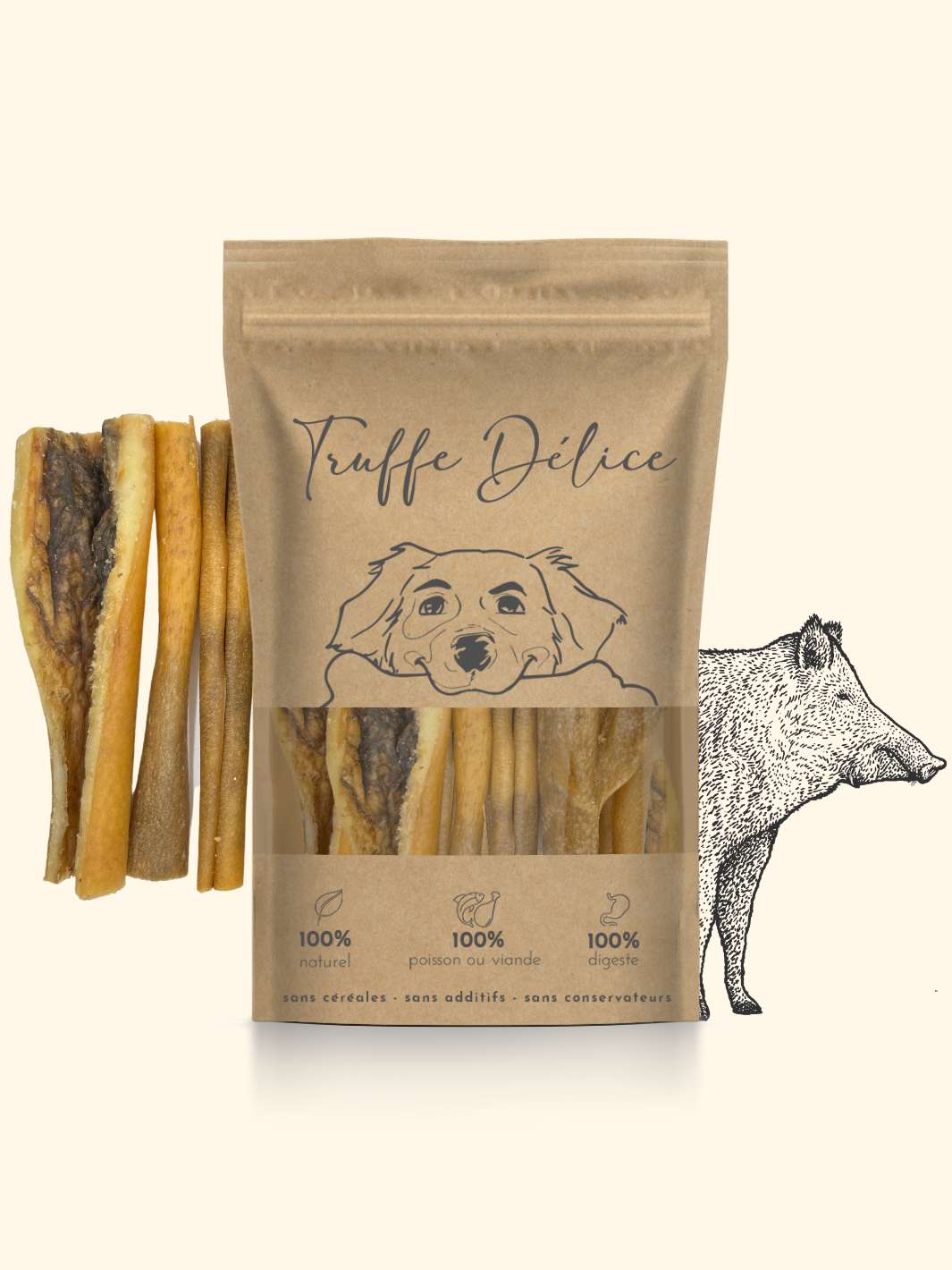 Peaux de sanglier - friandise_naturelle_pour_chien - TRUFFE DÉLICE
