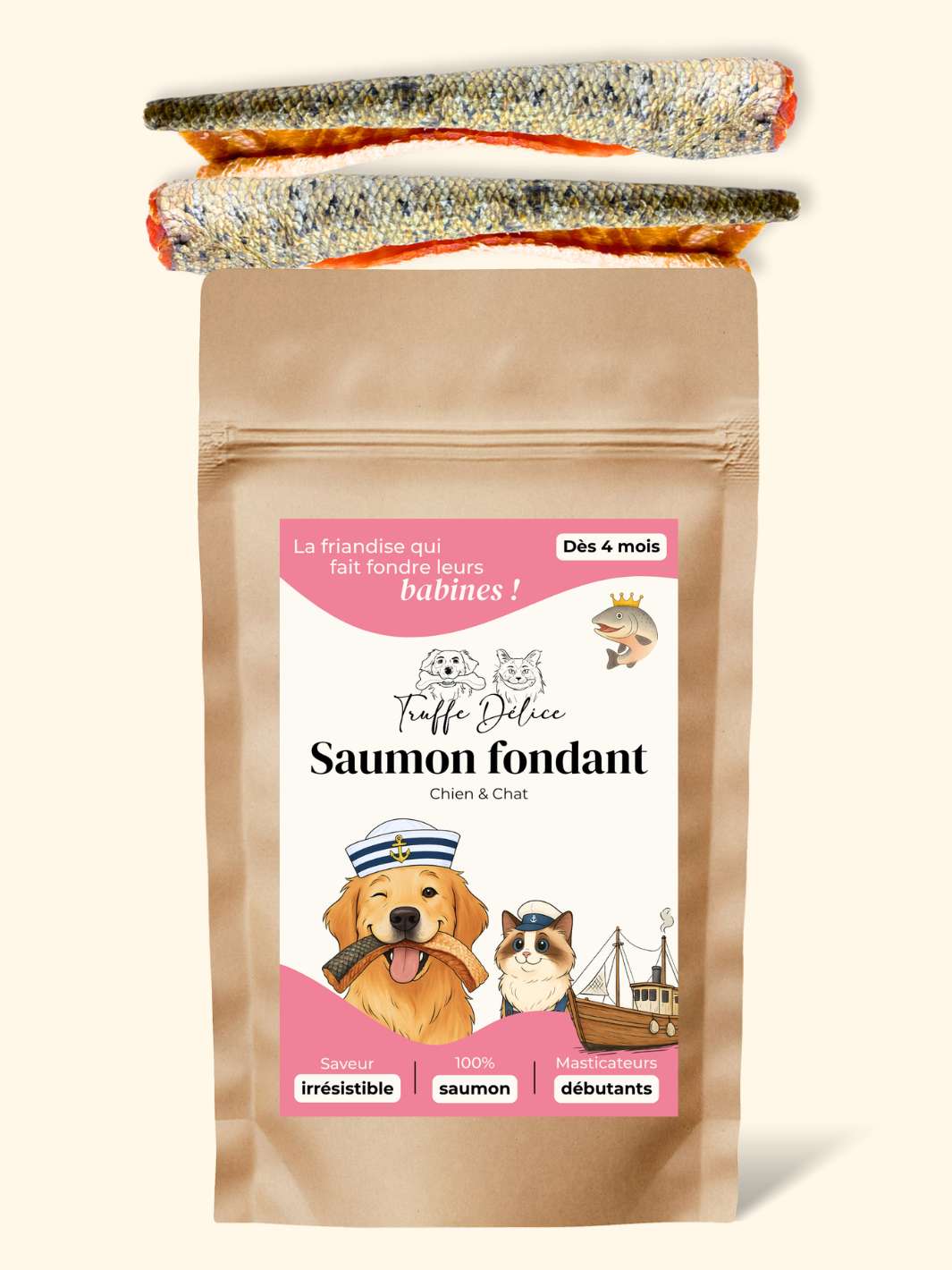 Peaux de saumon à la chair fondante - friandise_naturelle_pour_chien - TRUFFE DÉLICE
