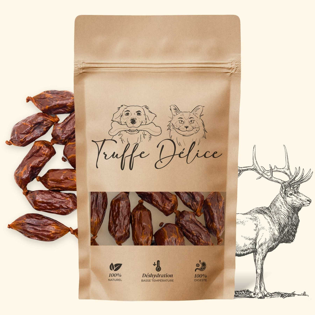 Saucisse chien cerf - friandise_naturelle_pour_chien - TRUFFE DÉLICE