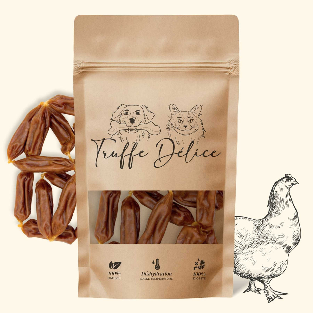 Saucisse chien poulet - friandise_naturelle_pour_chien - TRUFFE DÉLICE