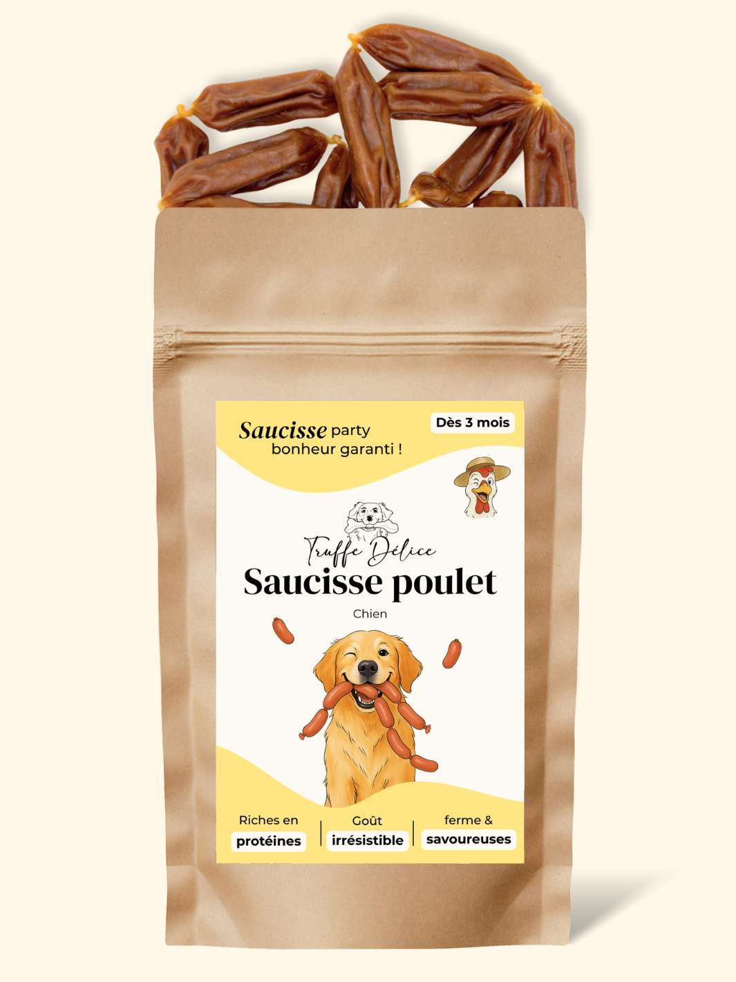 Saucisse chien – friandises naturelles au poulet