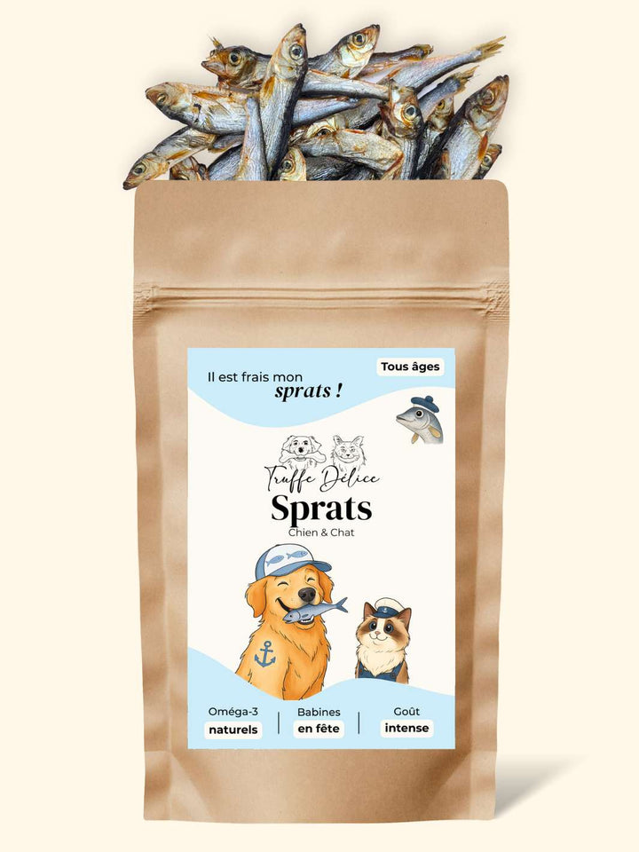 Sprats pour chien et chat – friandises naturelles riches en oméga 3