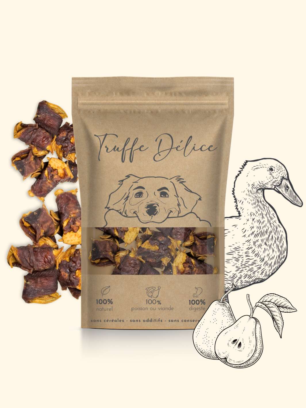 Sticks canard & poire - friandise_naturelle_pour_chien - TRUFFE DÉLICE