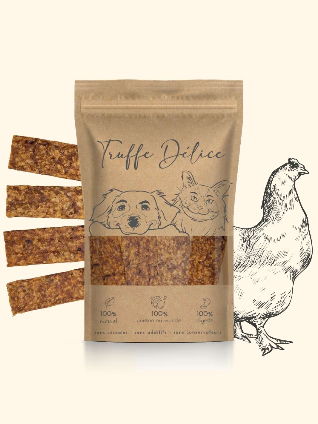 Sticks de poulet - friandise_naturelle_pour_chien - TRUFFE DÉLICE