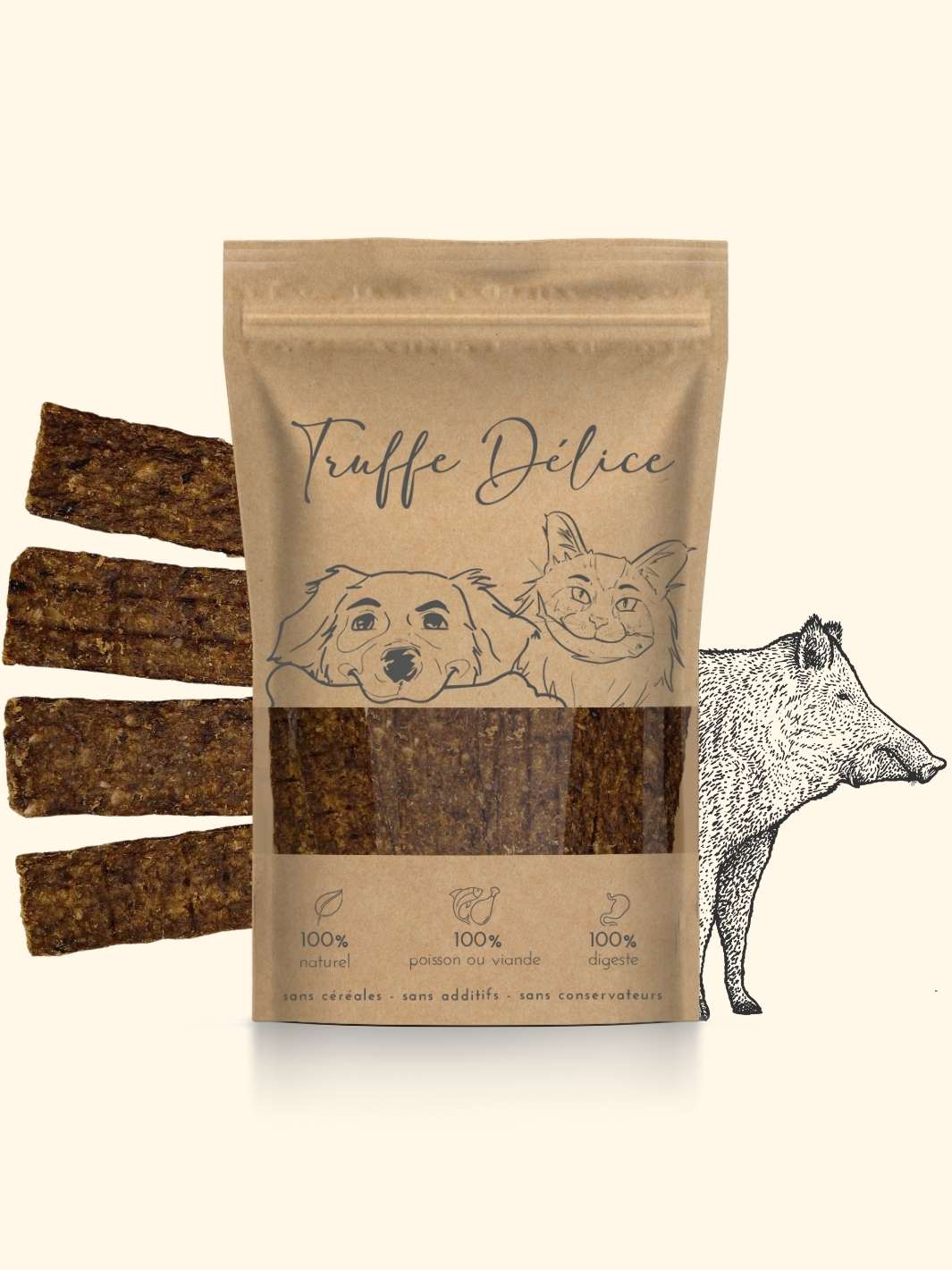 Sticks sanglier - friandise_naturelle_pour_chien - TRUFFE DÉLICE