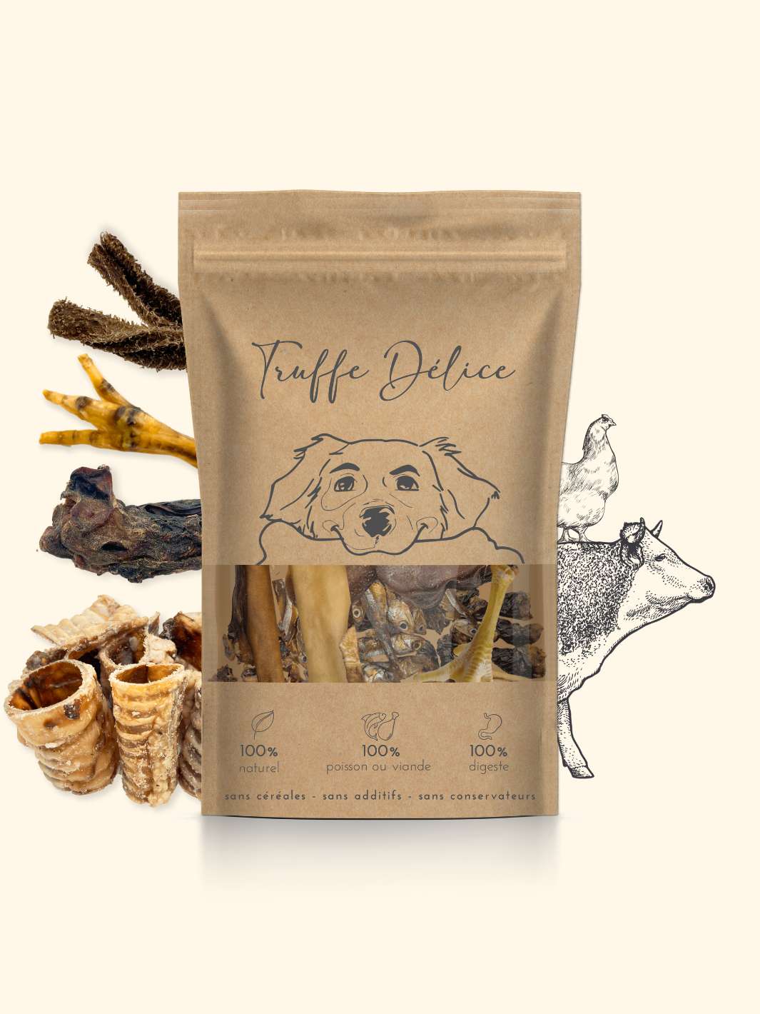 Variété de viandes gourmandes - friandise_naturelle_pour_chien - TRUFFE DÉLICE